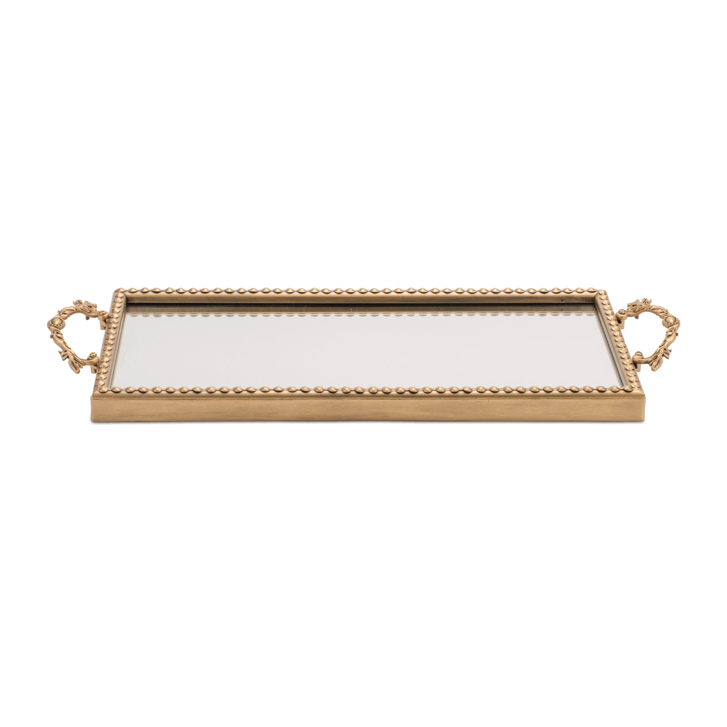 Gold Beaded Mirror Tray (Set of 2)