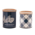 Pinecone and Plaid Iron Canister (Set of 2)