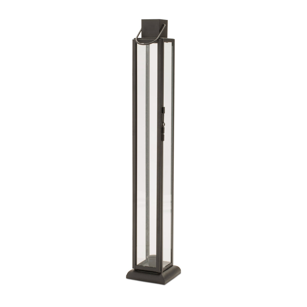 Modern Iron and Glass Taper Candle Lantern 21.5"H