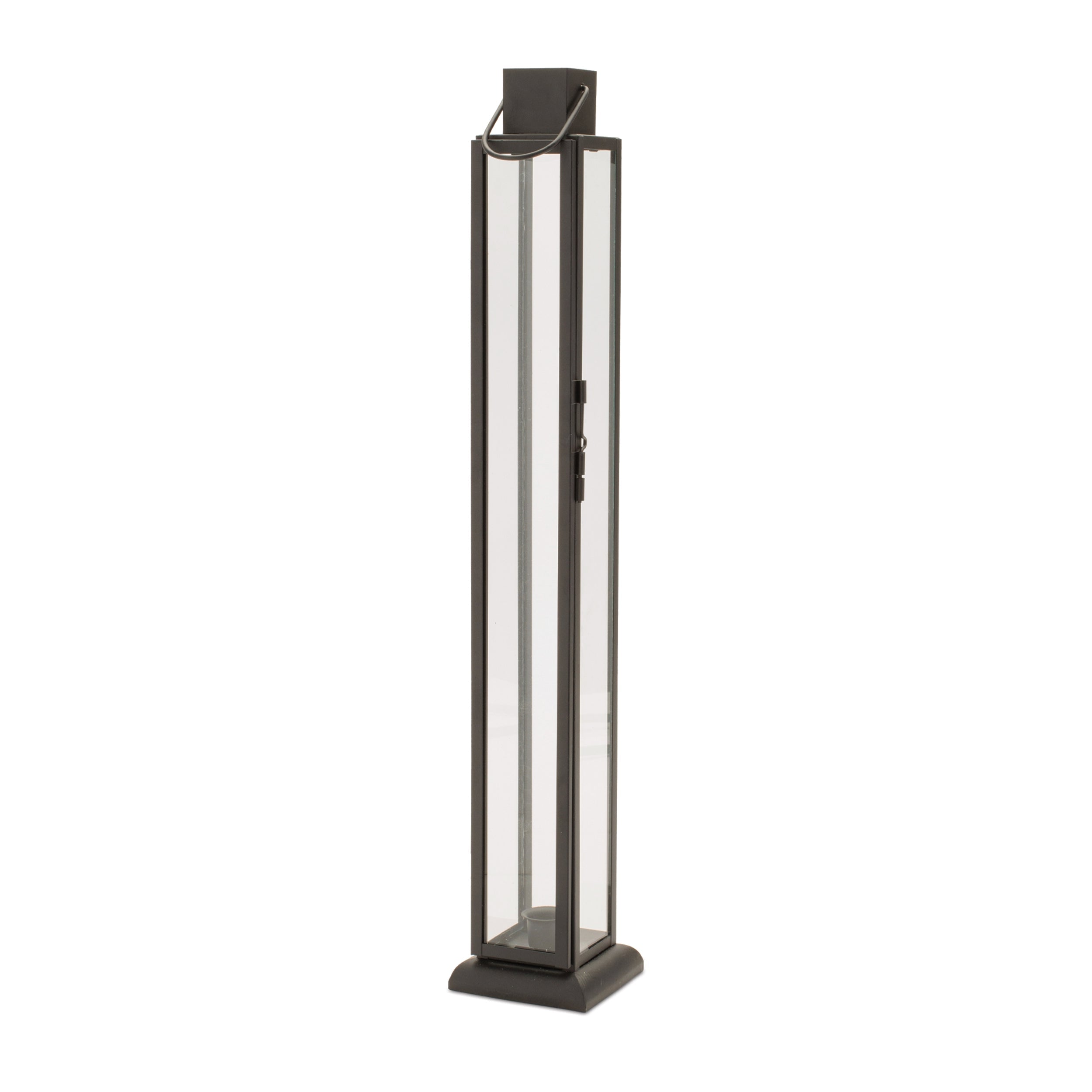 Modern Iron and Glass Taper Candle Lantern 21.5"H