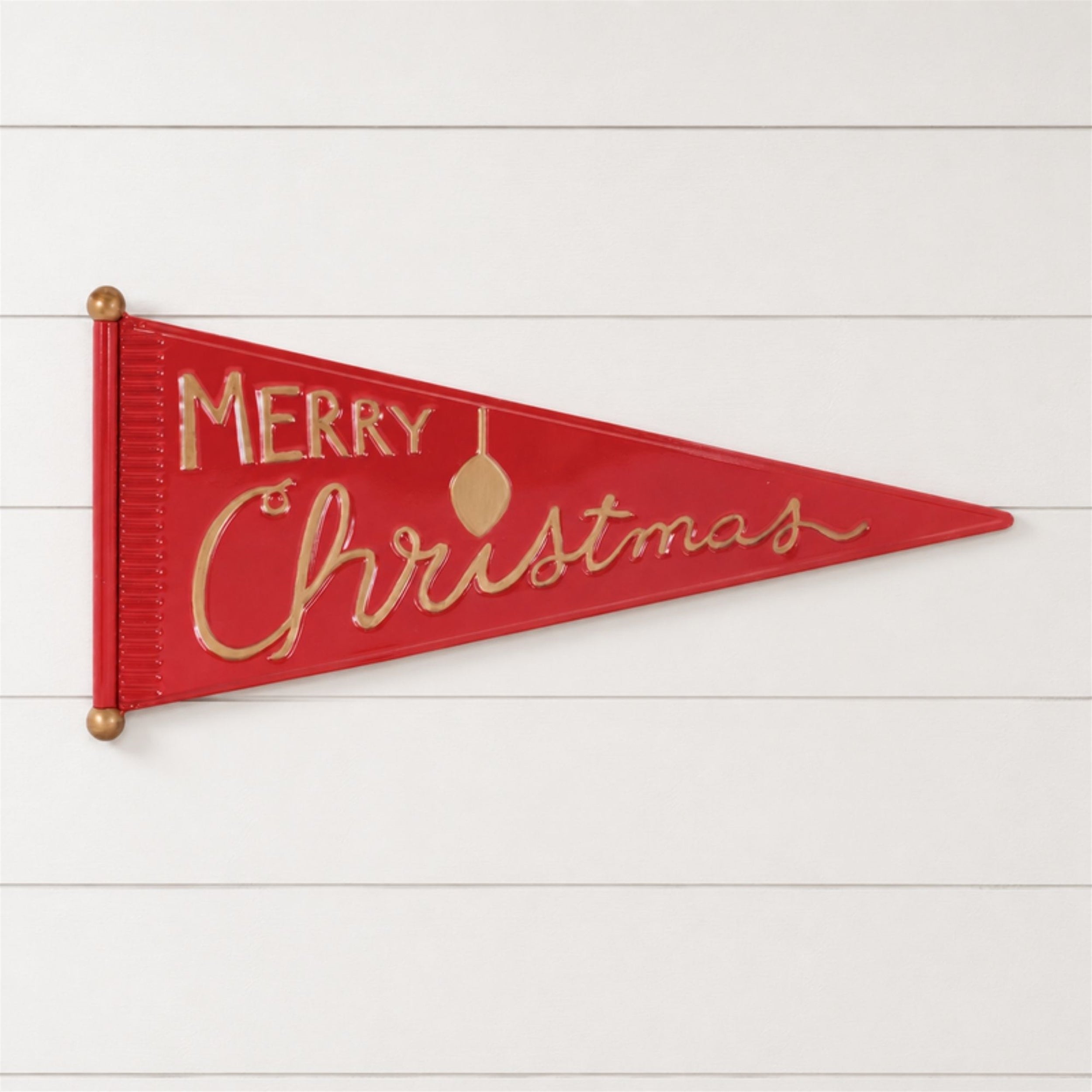 Merry Christmas Metal Pennant Wall Sign 25"L