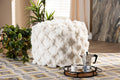 Baxton Studio Asuka Moroccan Inspired Ivory Handwoven Cotton Fringe Pouf Ottoman
