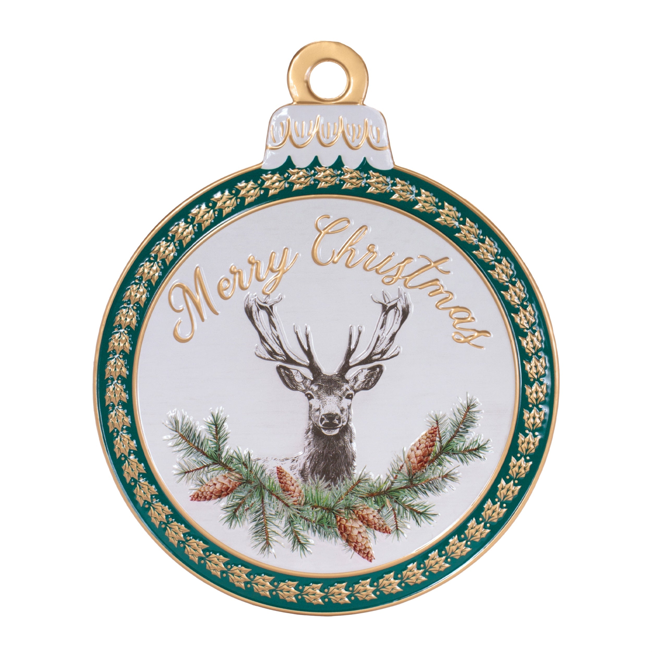 Merry Christmas Deer Ornament Wall Sign 15"H