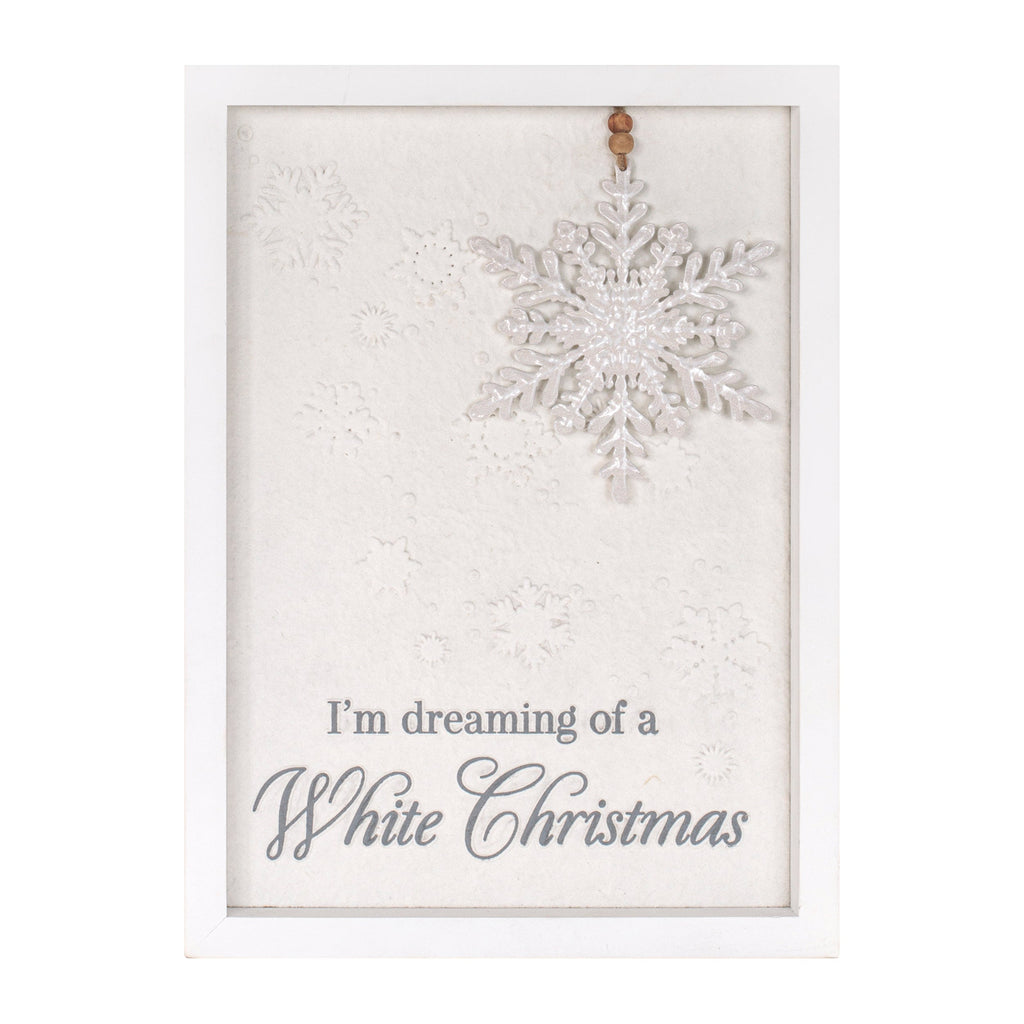 Dreaming of a White Christmas Snowflake Sign 12"H