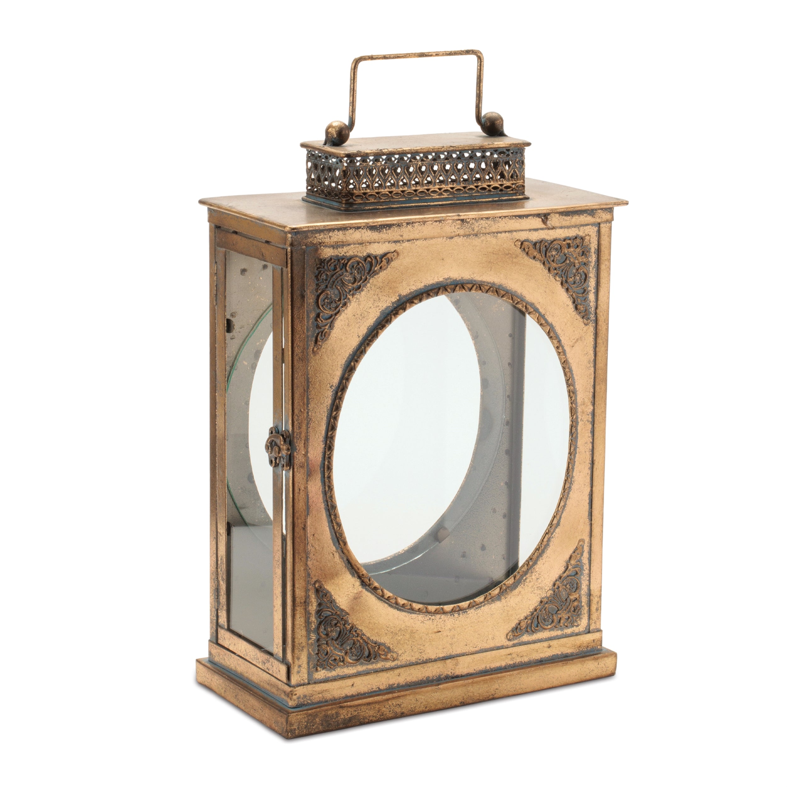 Ornate Distressed Metal Lantern 17.5"H