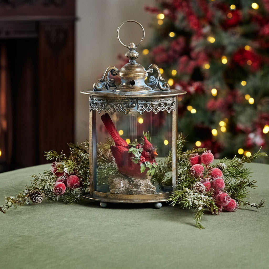 Ornate Distressed Metal Lantern 13"H