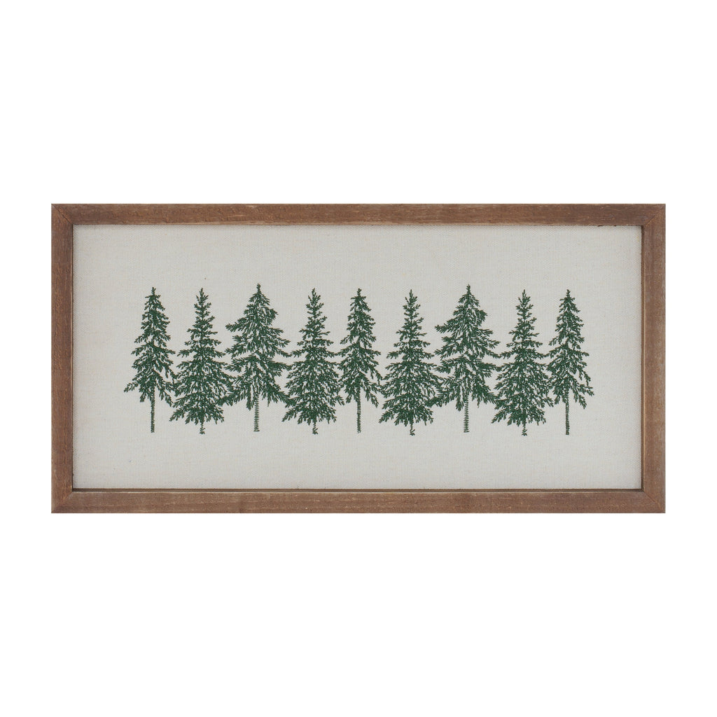 Embroidered Pine Tree Wall Art 16"L