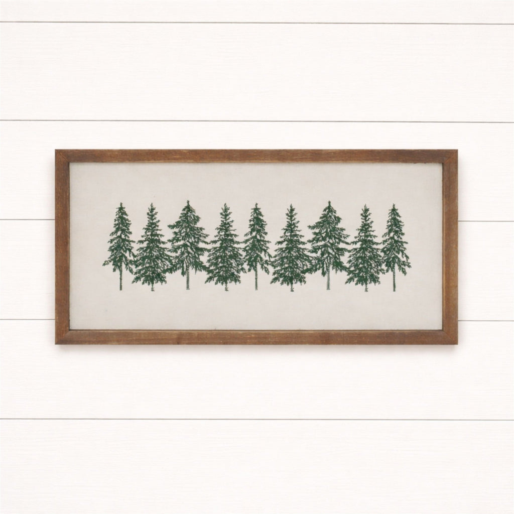 Embroidered Pine Tree Wall Art 16"L