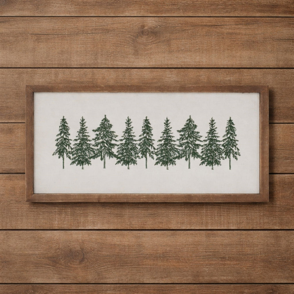 Embroidered Pine Tree Wall Art 16"L