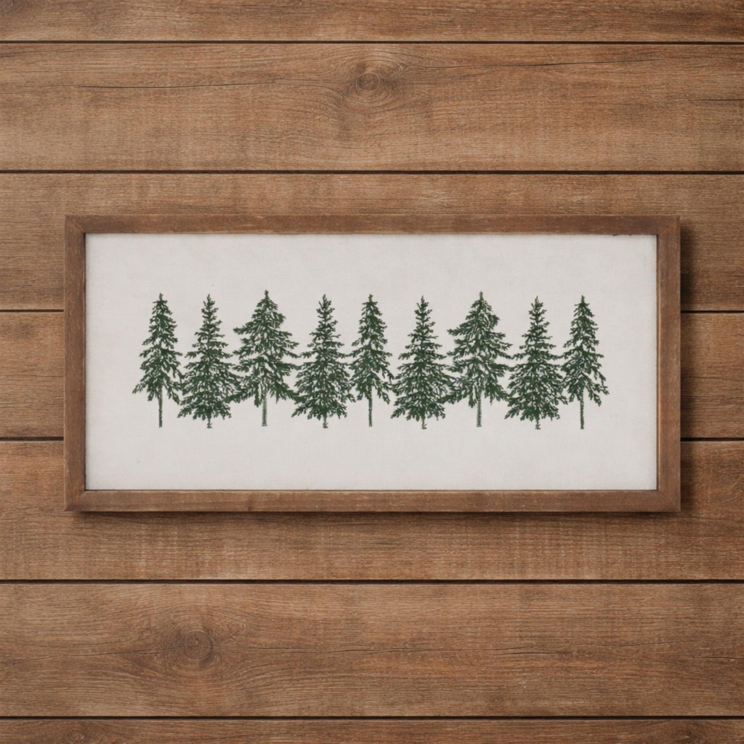 Embroidered Pine Tree Wall Art 16"L