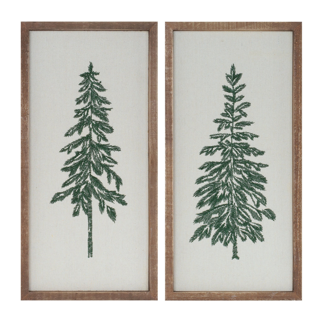 Embroidered Pine Tree Wall Art (Set of 2)
