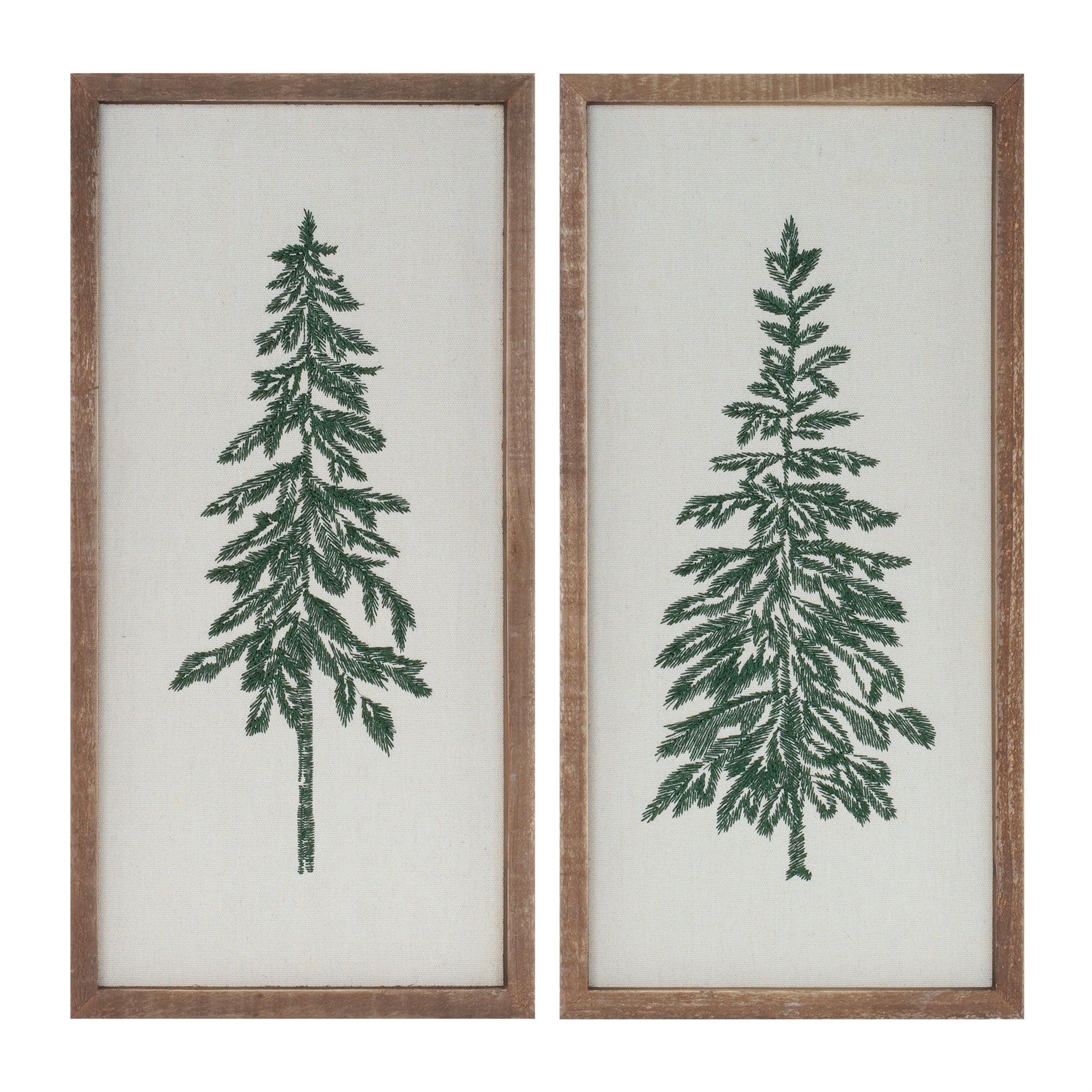 Embroidered Pine Tree Wall Art (Set of 2)