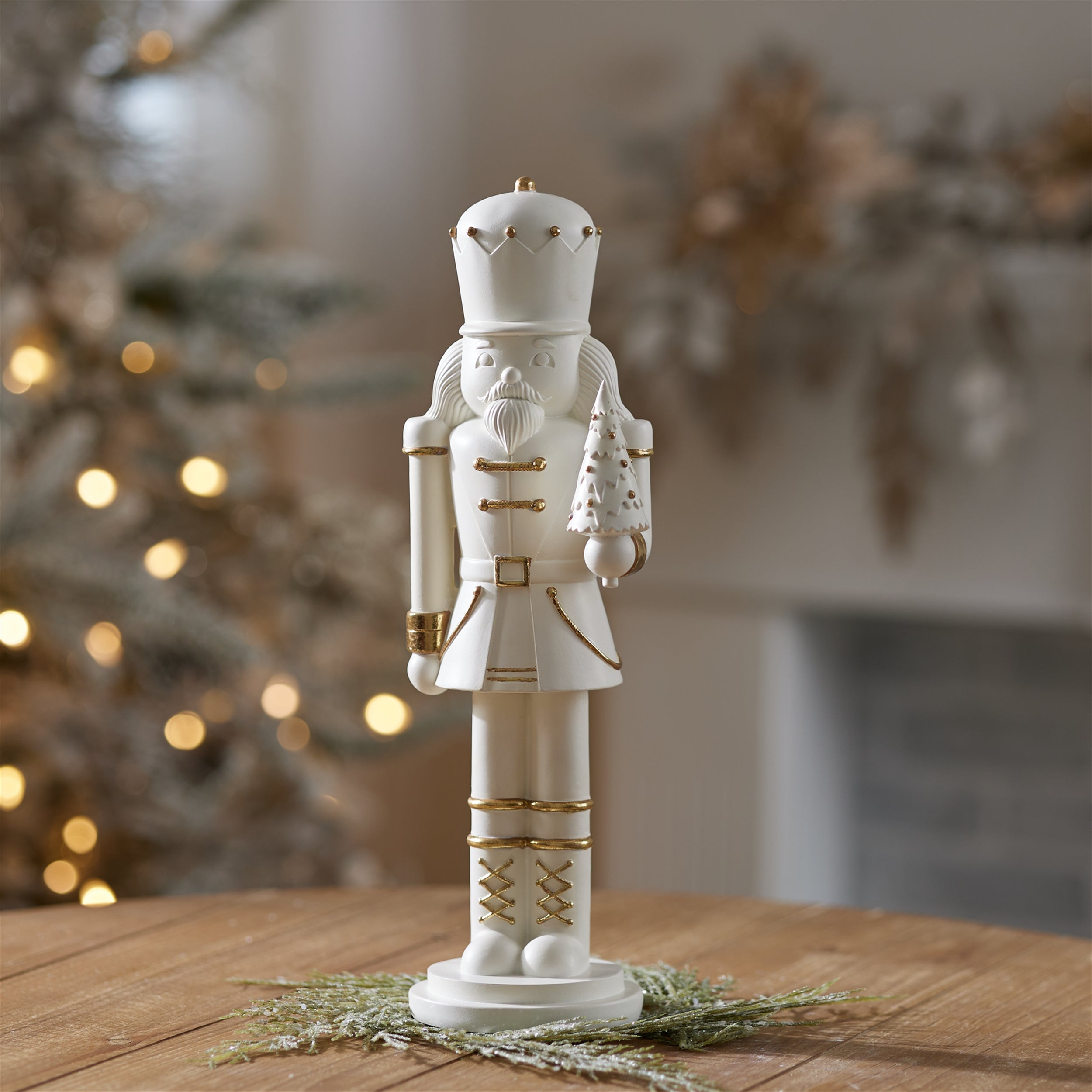 Modern Nutcracker with Gold Accents 14.5"H