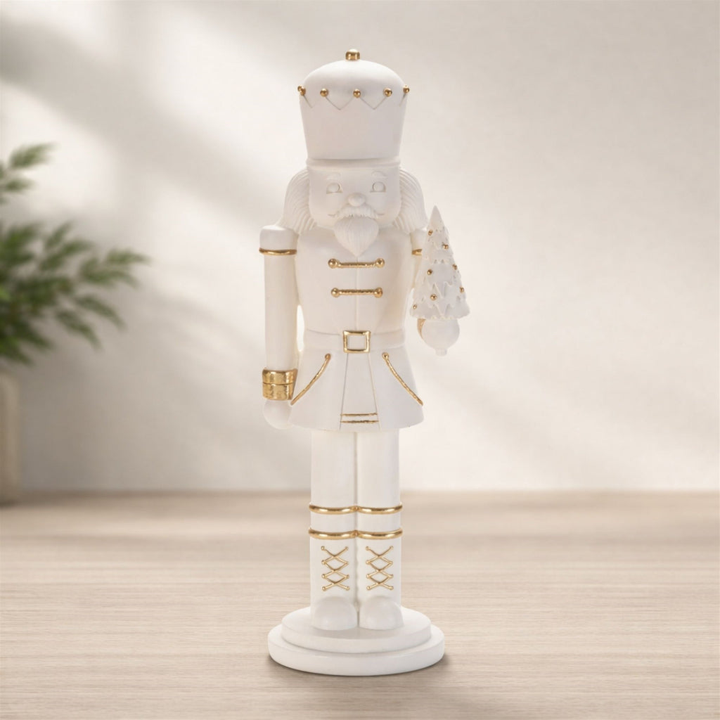 Modern Nutcracker with Gold Accents 14.5"H