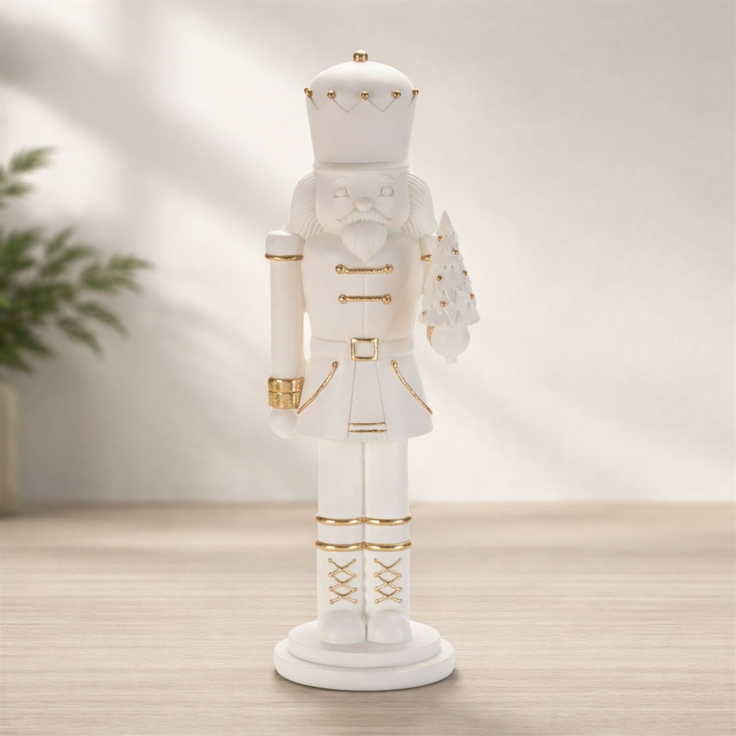 Modern Nutcracker with Gold Accents 14.5"H