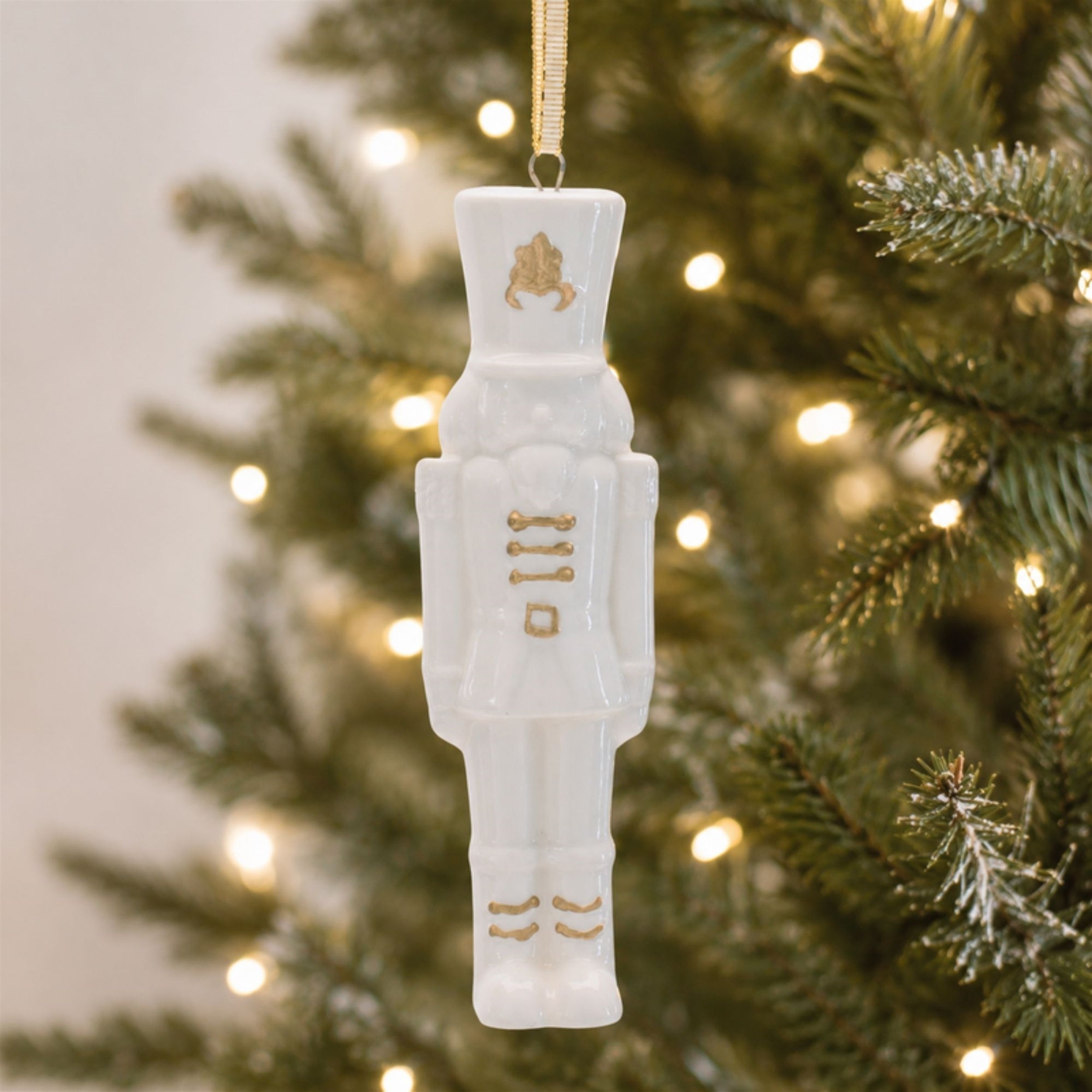 Porcelain Nutcracker Ornament with Gold Accents (Set of 12)