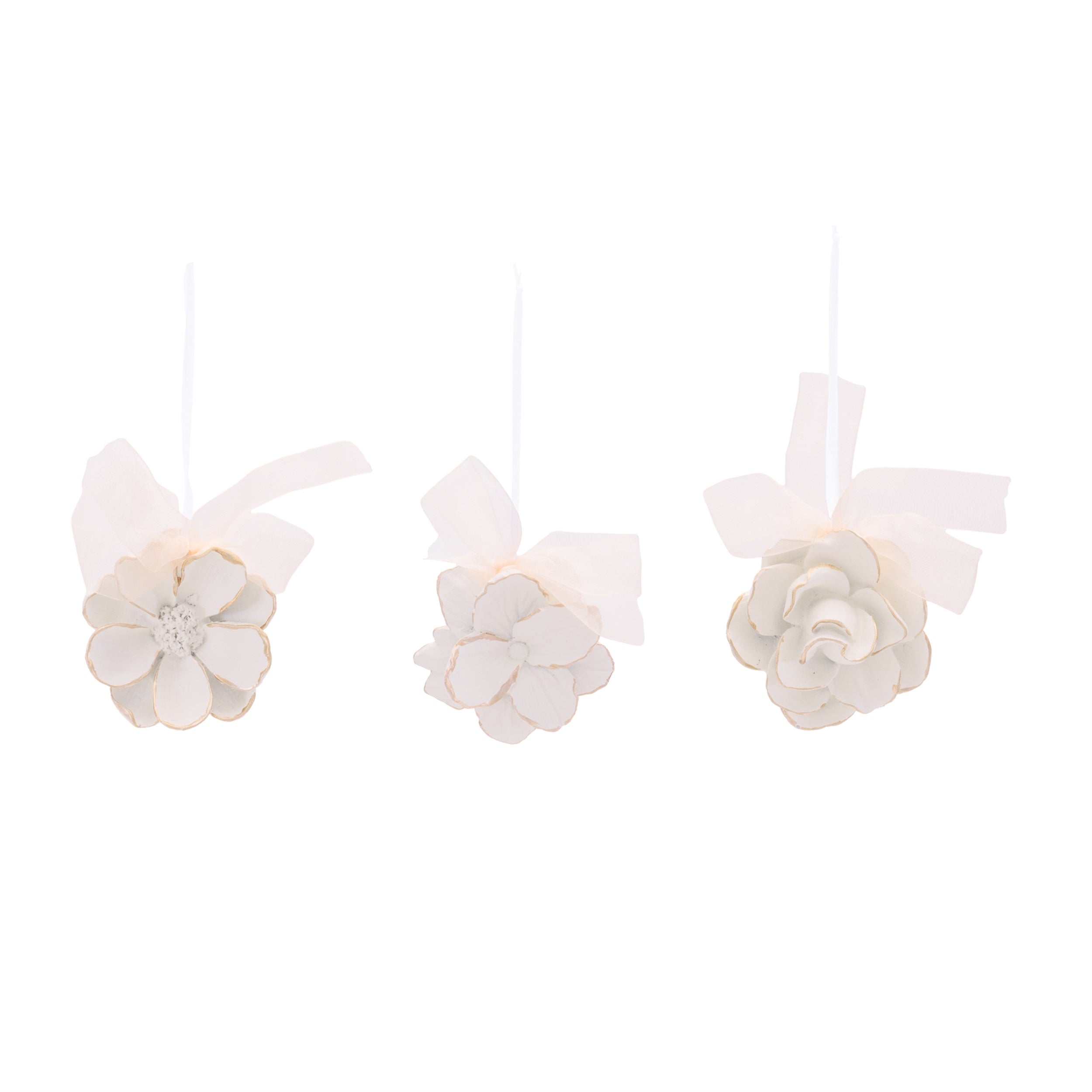 Floral Resin Ornament Set of 6