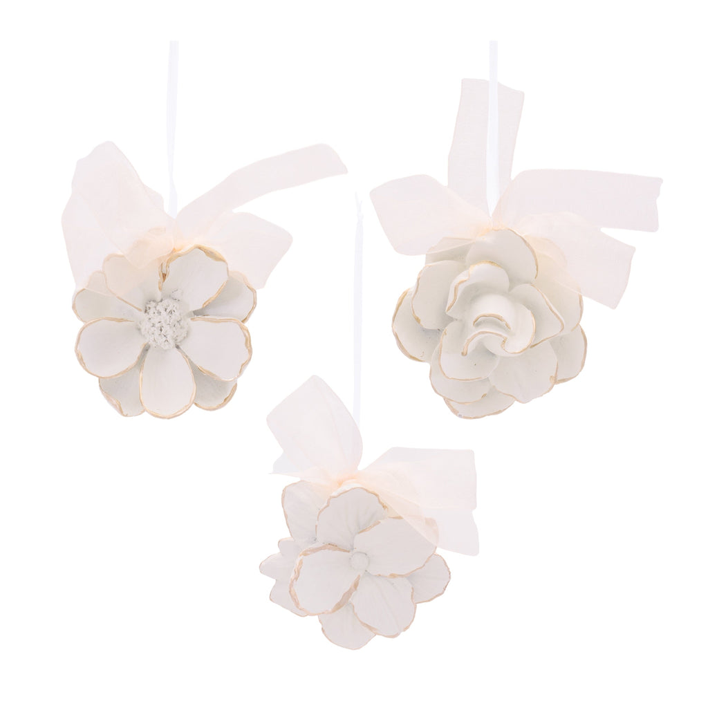 Floral Resin Ornament Set of 6