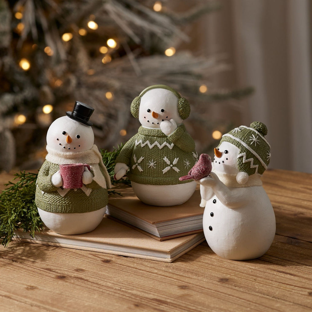 Snowman in Sweater with Glittered Accents (Set of 3)