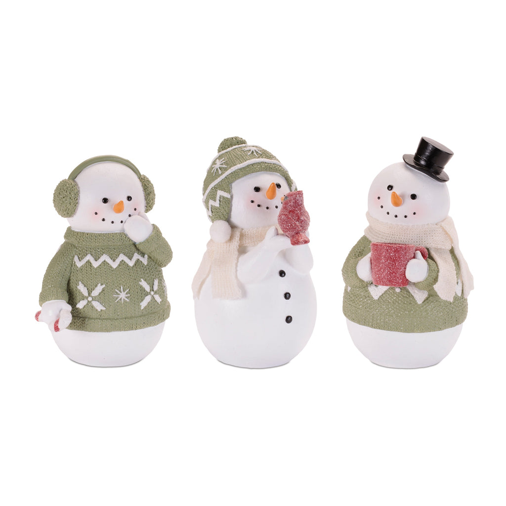 Snowman in Sweater with Glittered Accents (Set of 3)