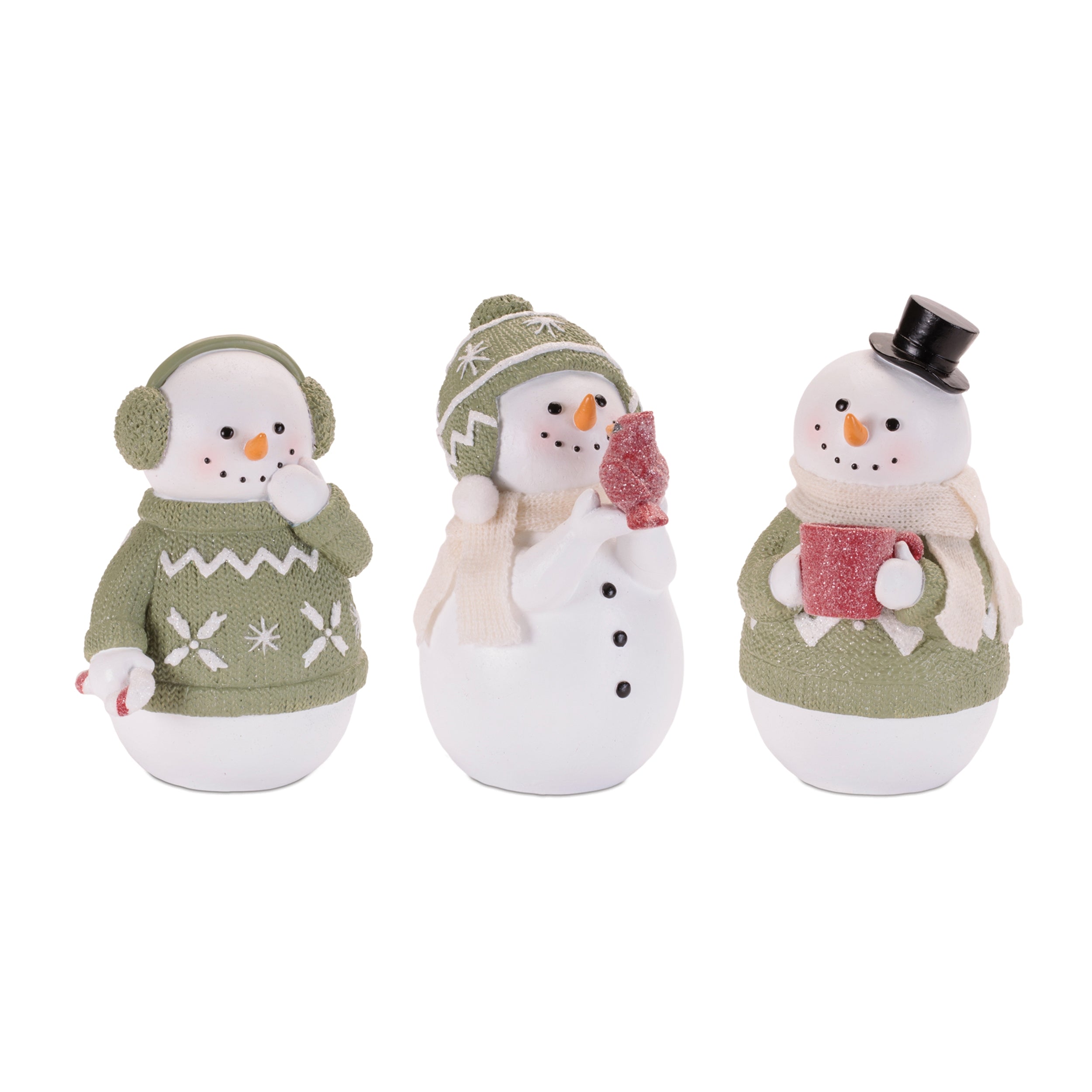 Snowman in Sweater with Glittered Accents (Set of 3)