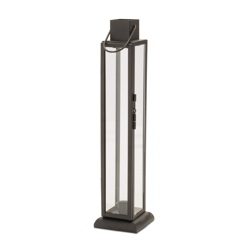 Modern Iron and Glass Taper Candle Lantern 15.75"H
