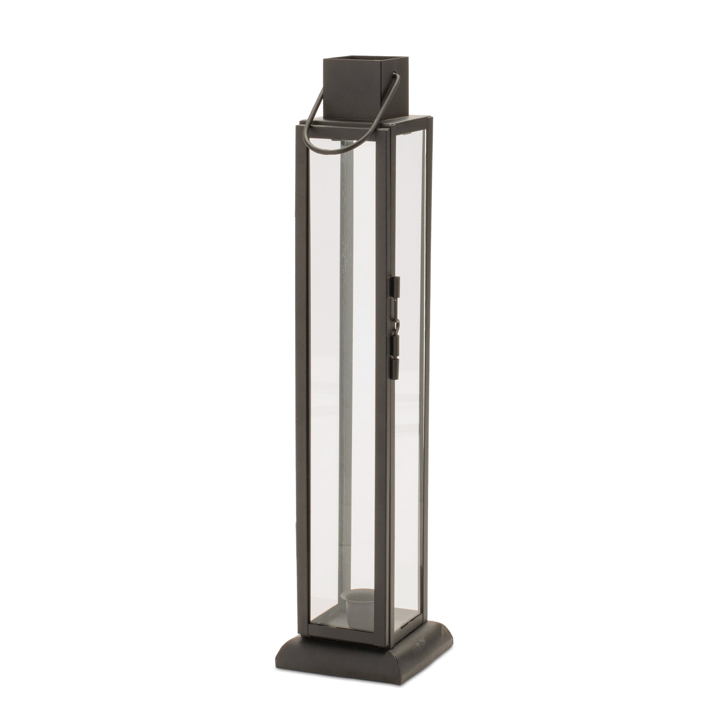 Modern Iron and Glass Taper Candle Lantern 15.75"H