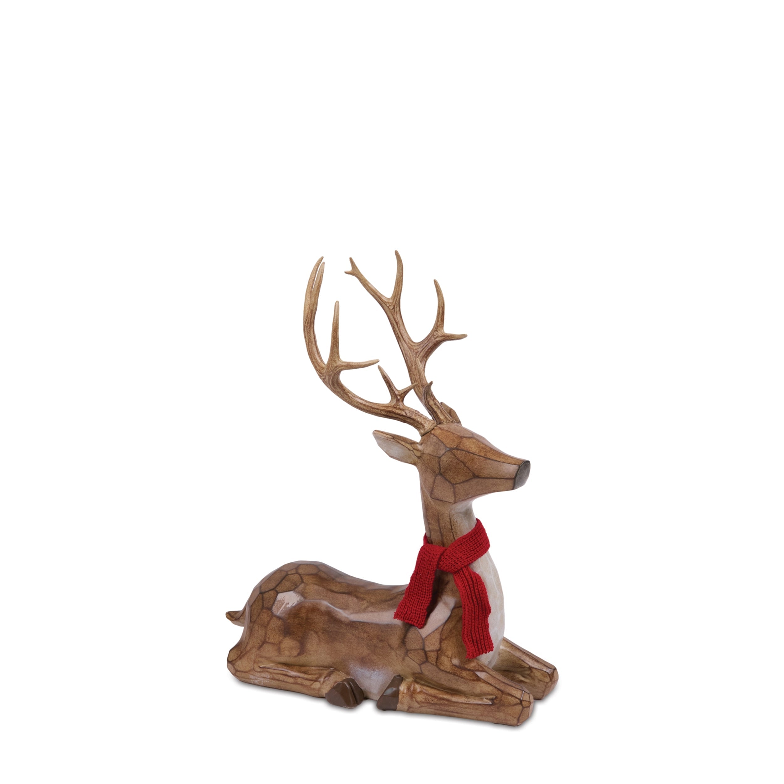 Carved Deer with Scarf Statue (Set of 2)