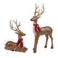 Carved Deer with Scarf Statue (Set of 2)