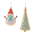Glass Snowman and Tree Ornament Set of 12
