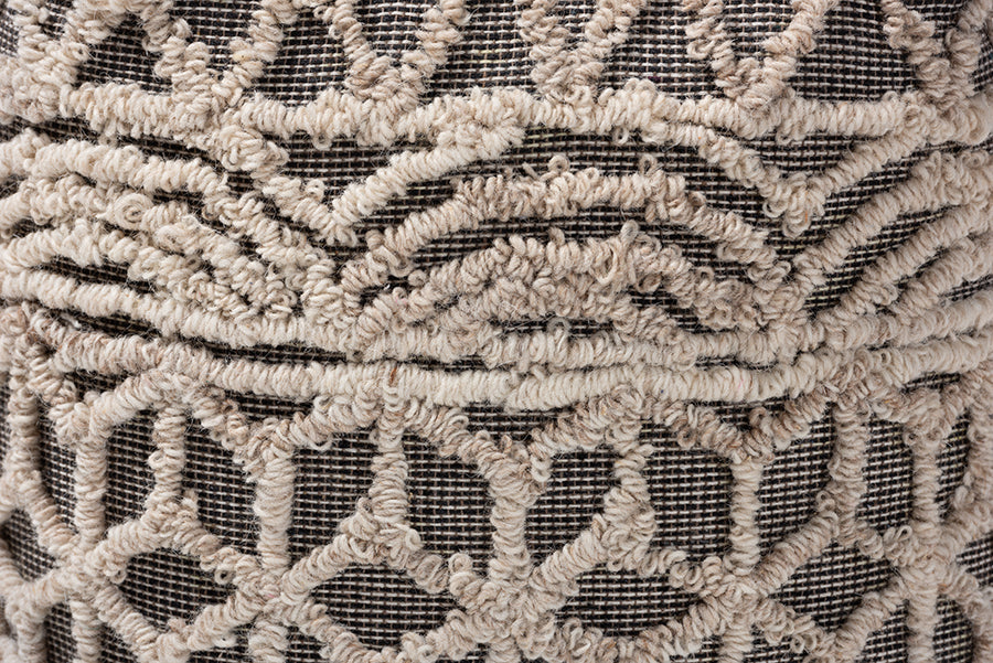 Baxton Studio Avery Moroccan Inspired Beige and Brown Handwoven Cotton Pouf Ottoman