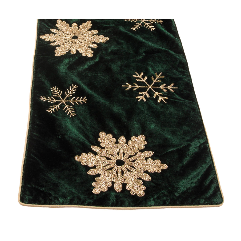 Embroidered Snowflake Table Runner 72"L