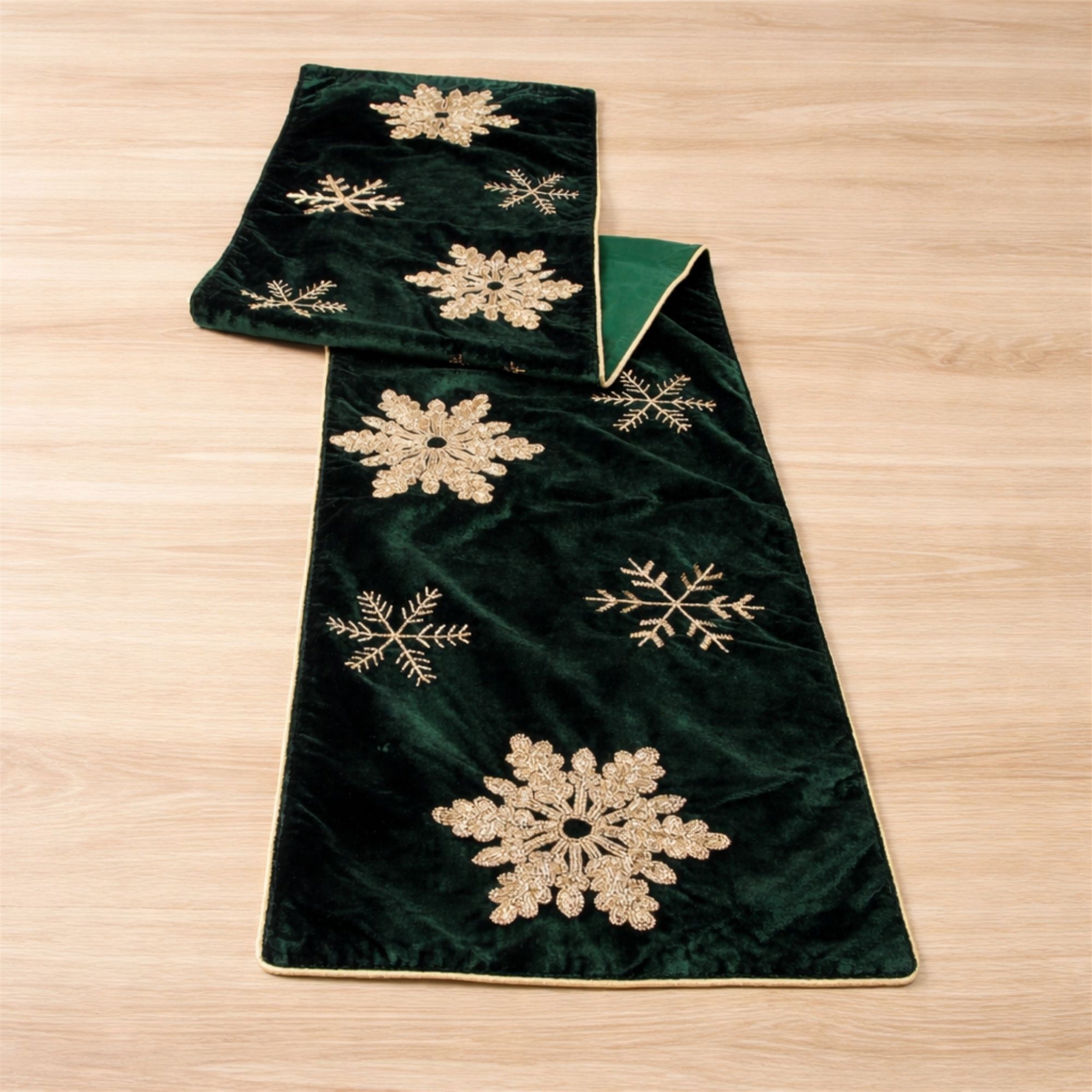 Embroidered Snowflake Table Runner 72"L
