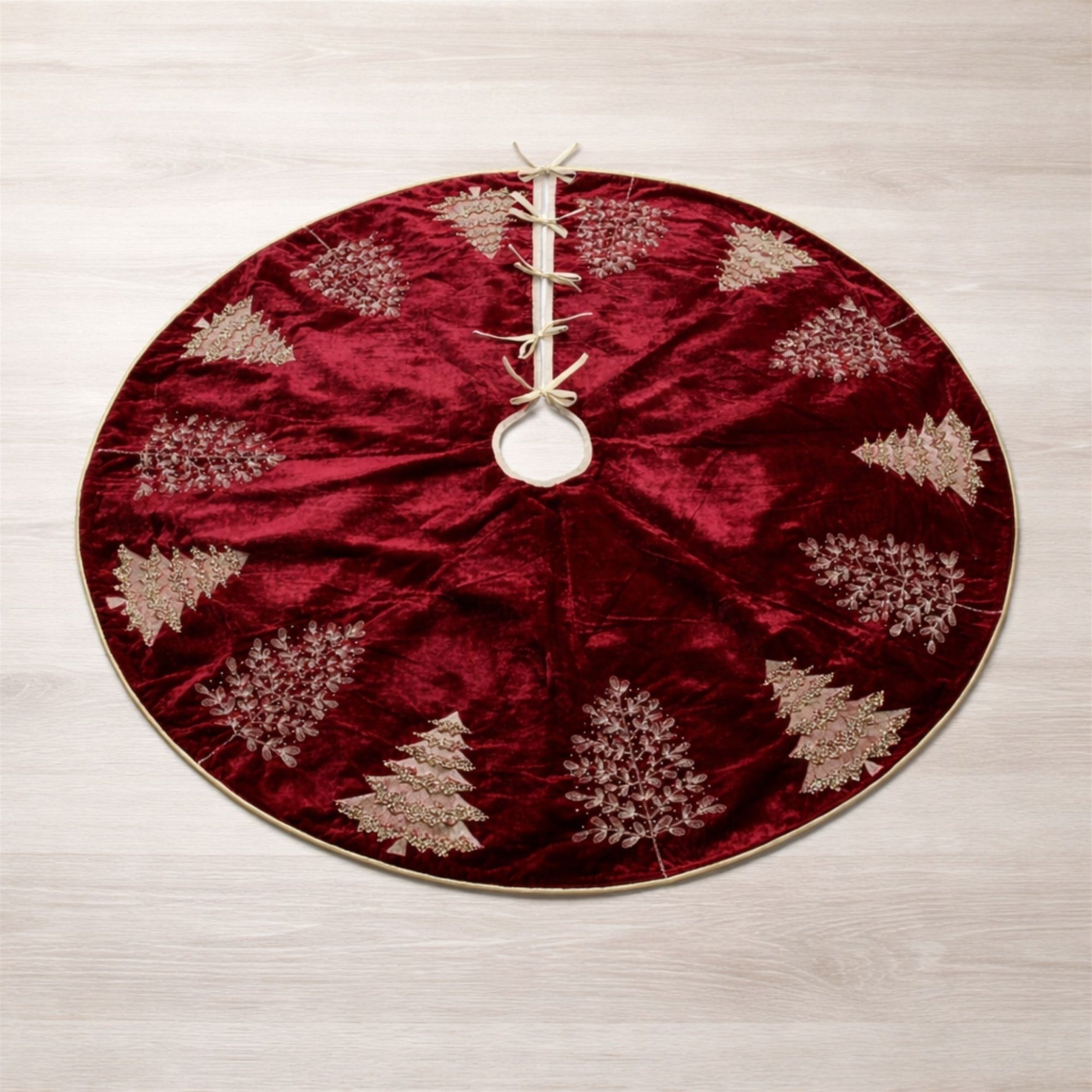 Embroidered Evergreen Tree Skirt 48"D