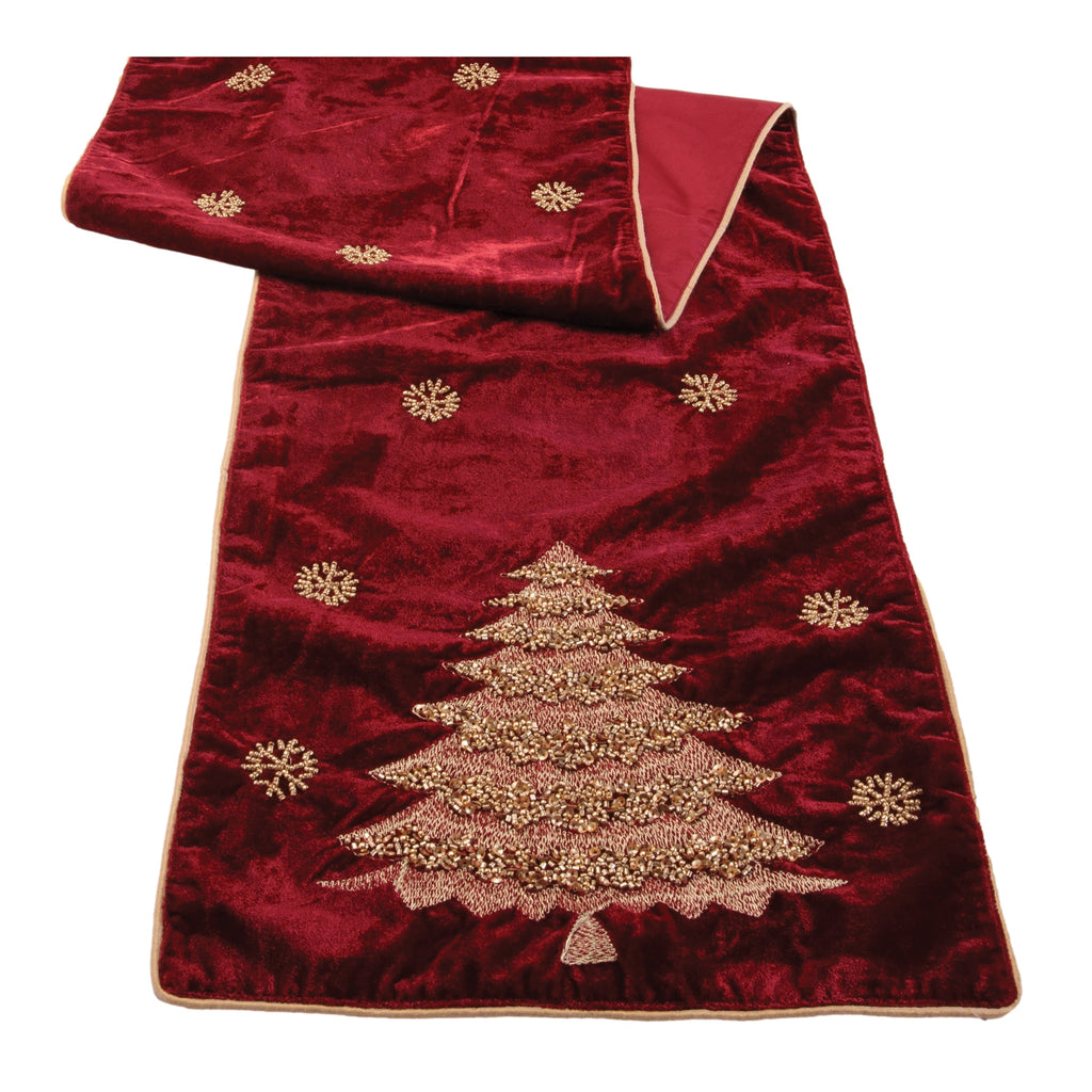 Embroidered Pine Tree Table Runner 72"L