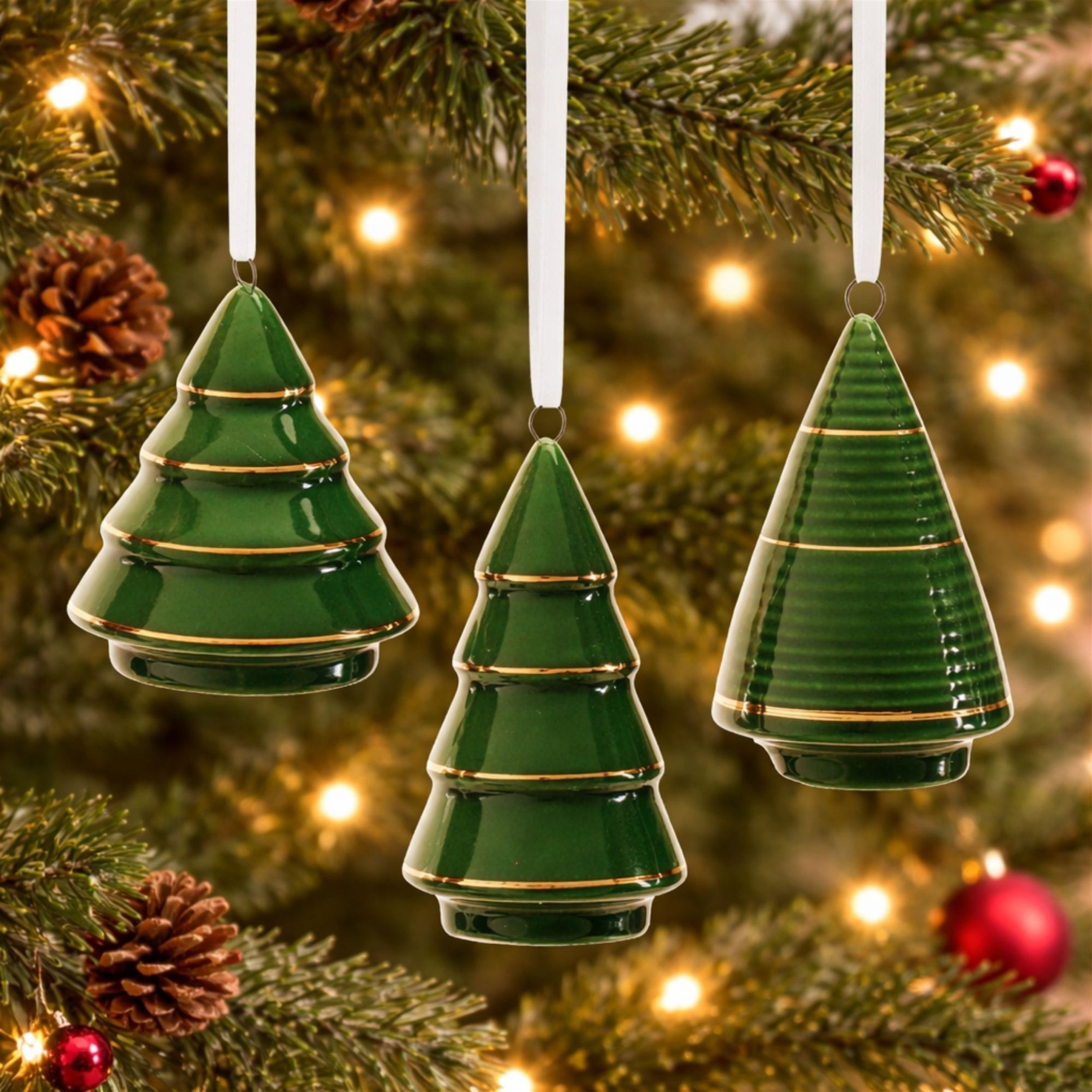 Ceramic Tree Ornament Set of 6