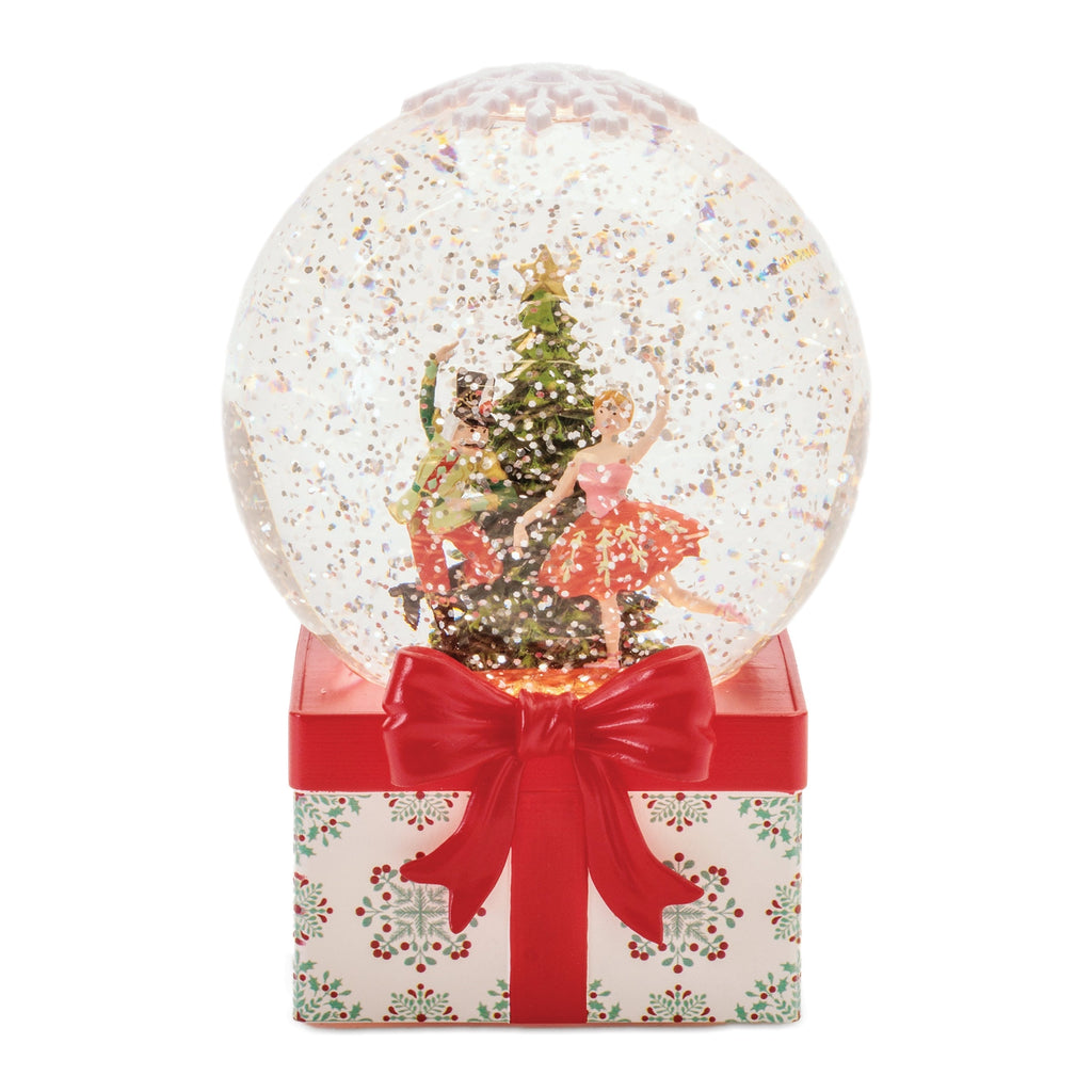 LED Nutcracker and Ballerina Snow Globe 6.5"H