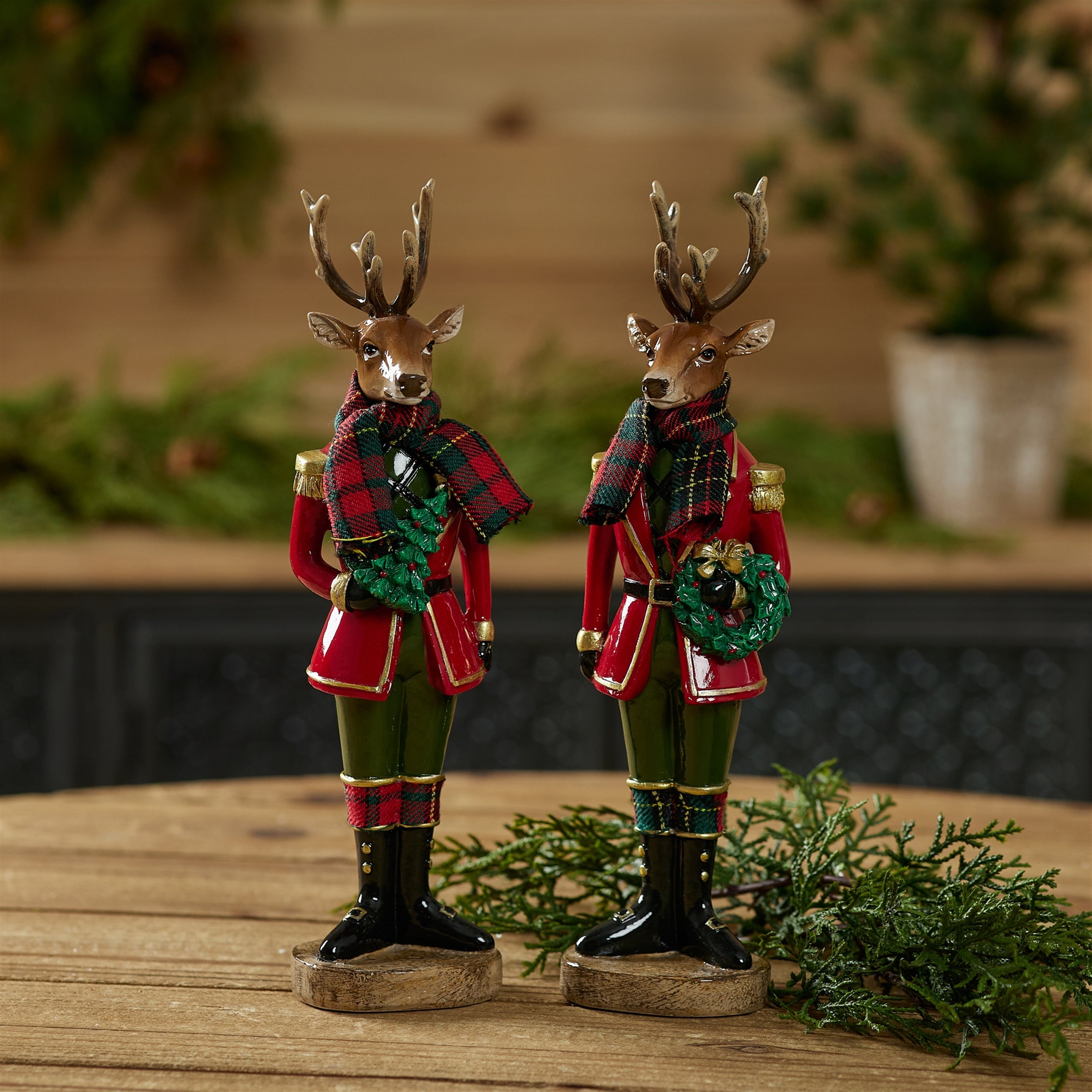 Plaid Deer Nutcracker Figurines (Set of 4)