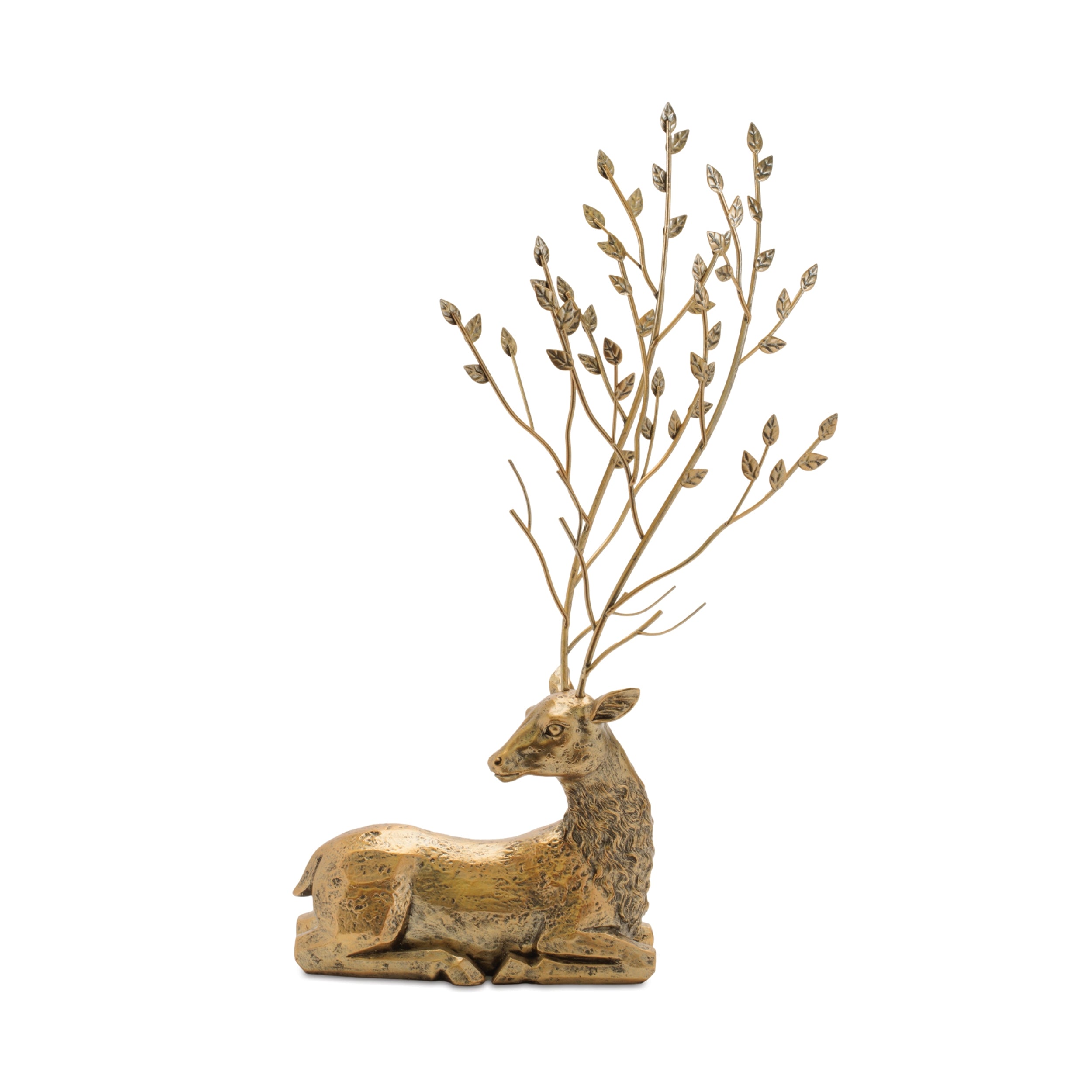 Distressed Deer with Metal Tree Antlers (Set of 2)