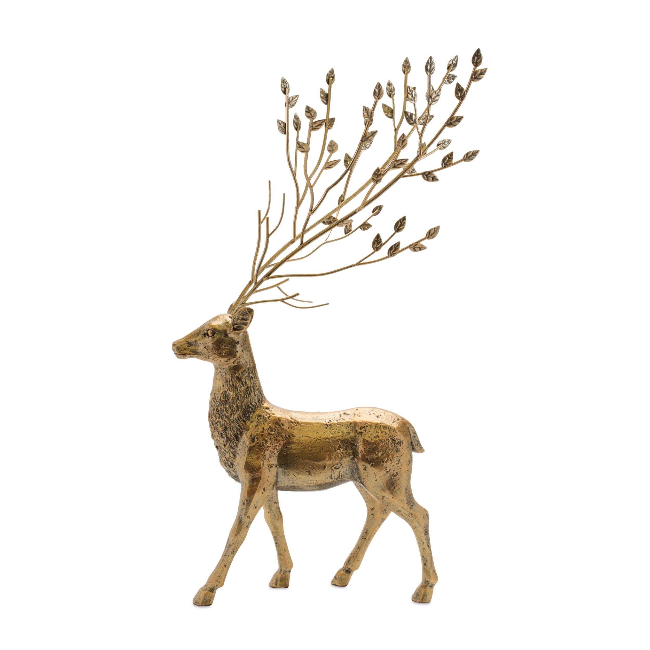 Distressed Deer with Metal Tree Antlers (Set of 2)