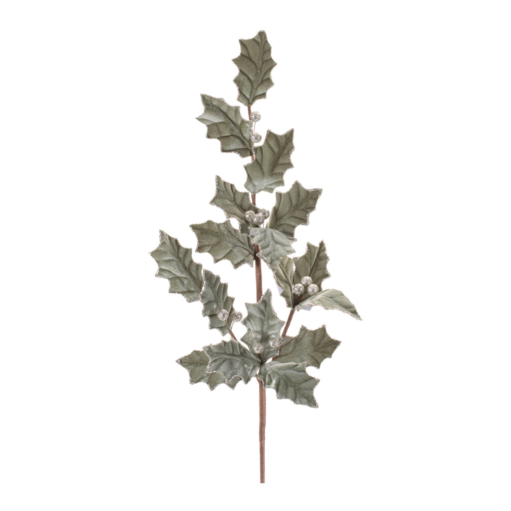 Glittered Holly Leaf Spray (Set of 4)