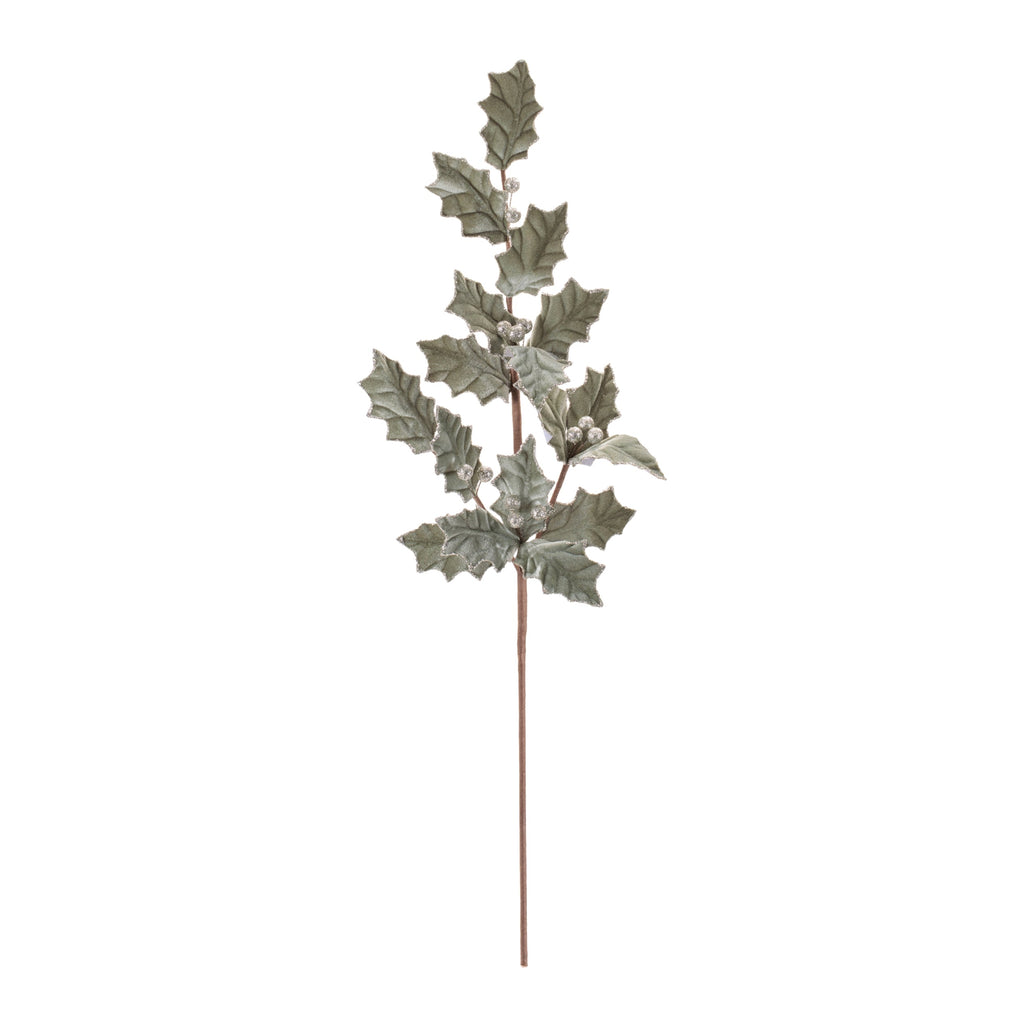 Glittered Holly Leaf Spray (Set of 4)