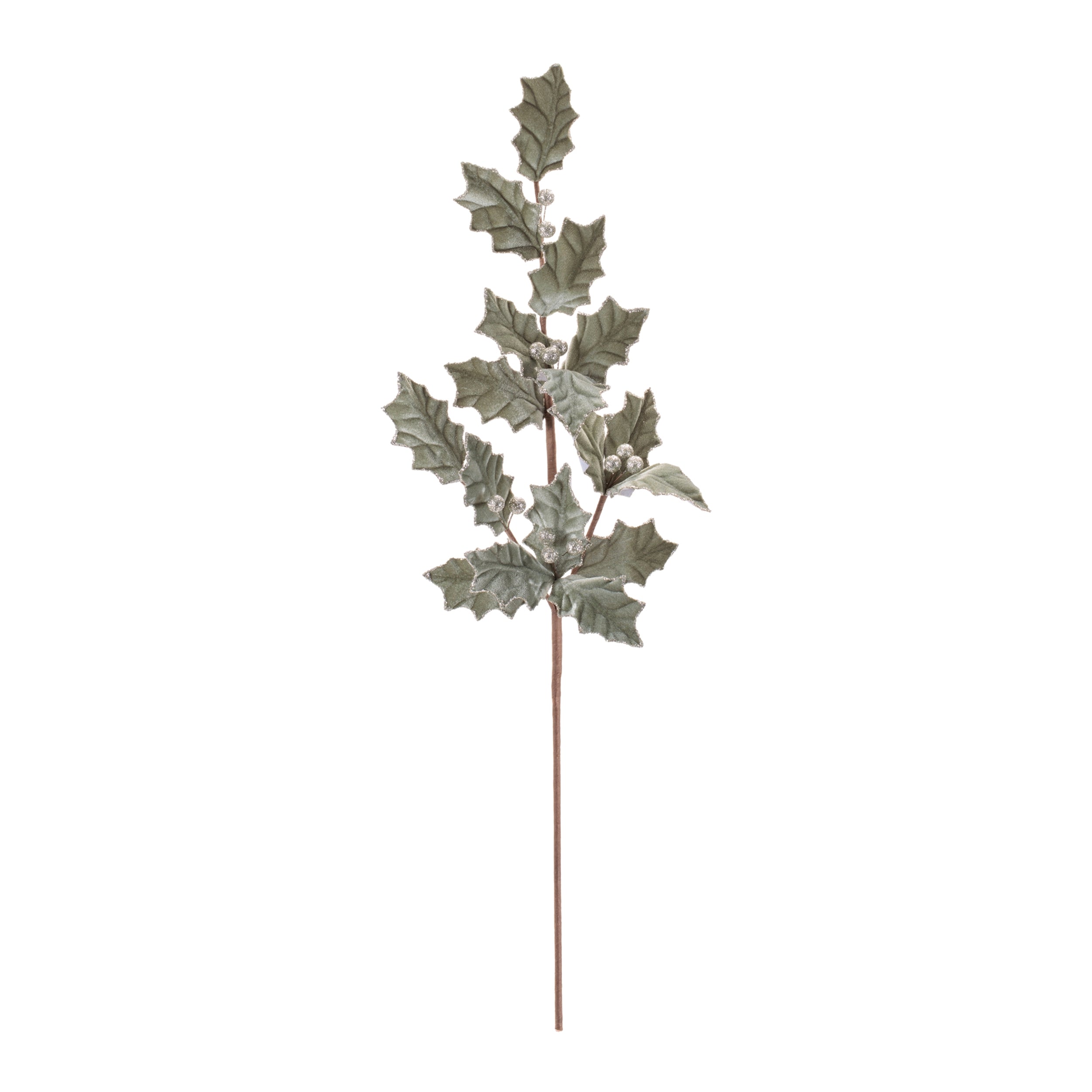 Glittered Holly Leaf Spray (Set of 4)