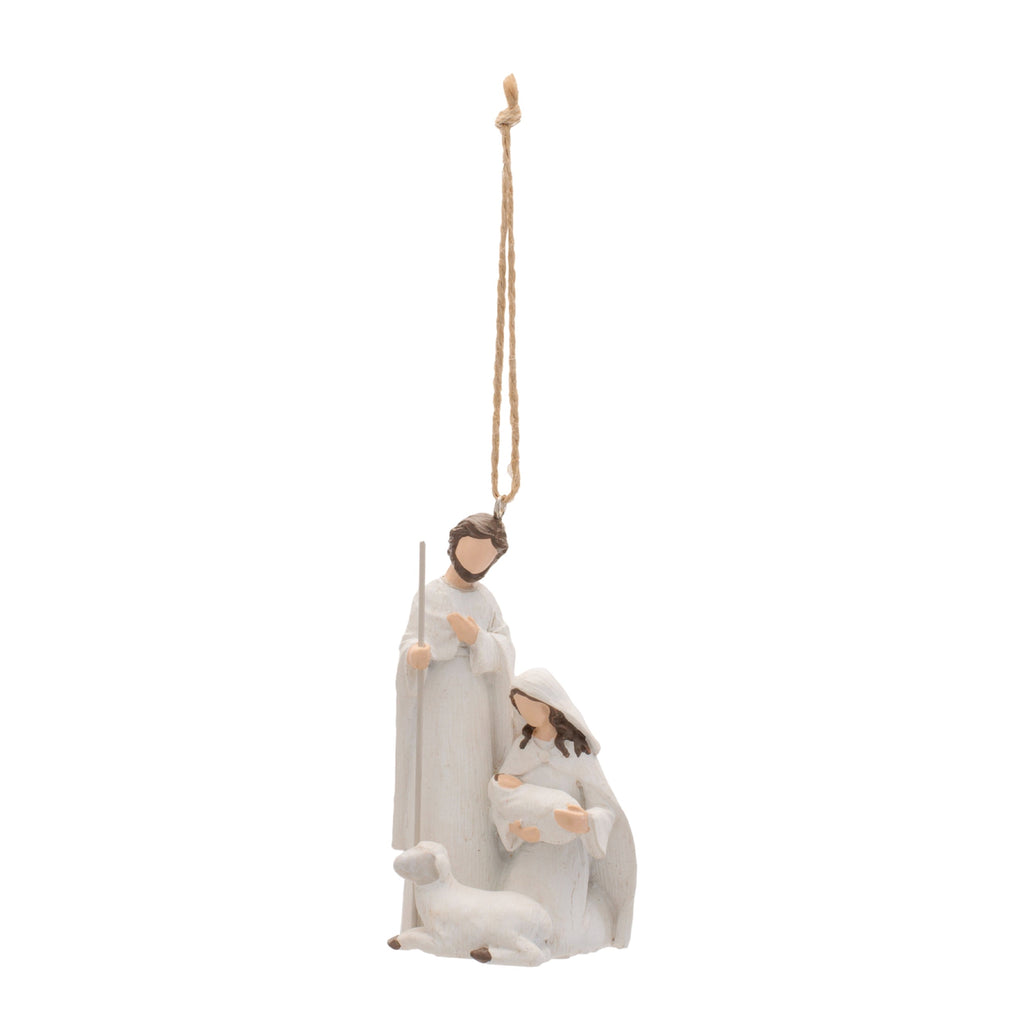 Holy Family Nativity Ornament with Lamb (Set of 6)