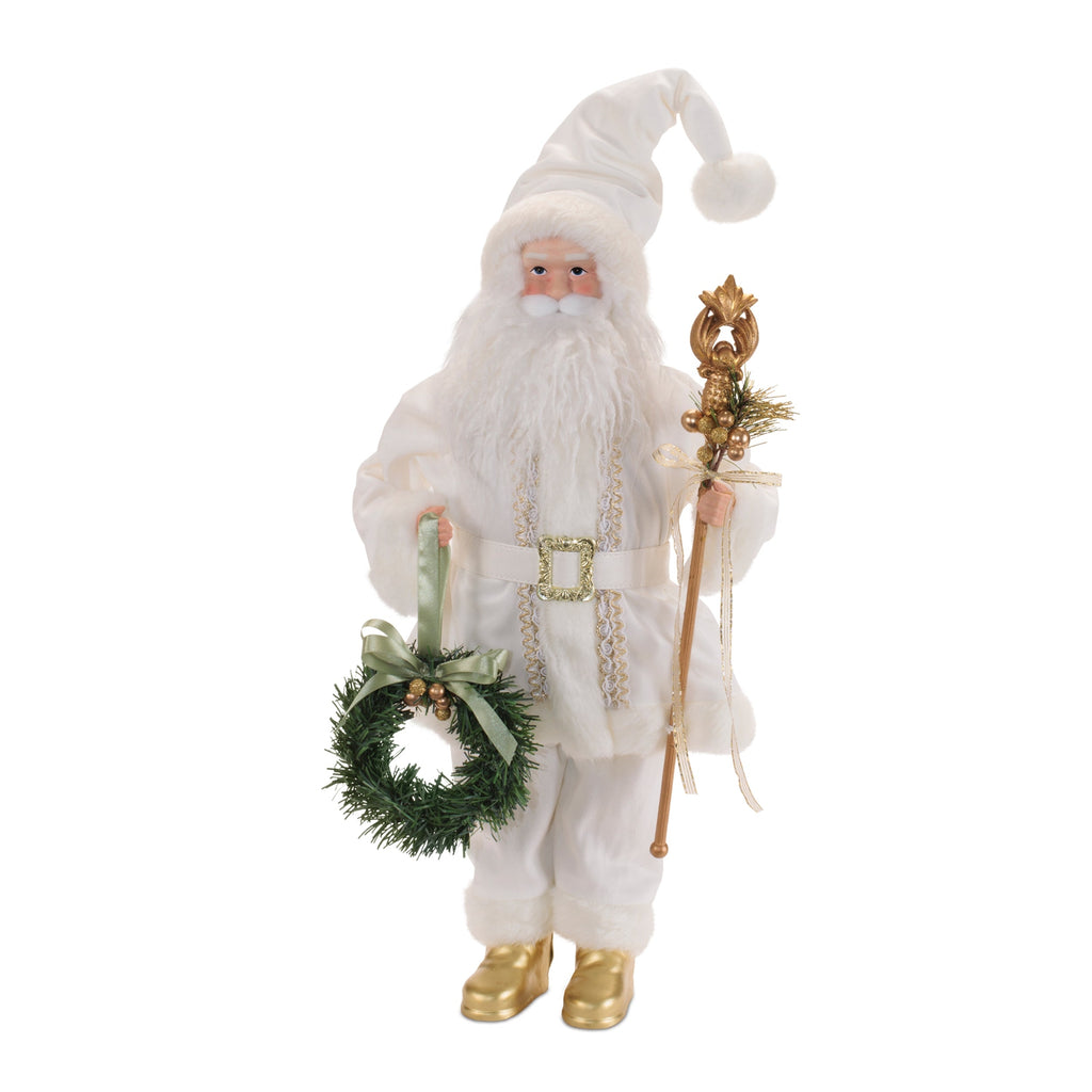 Santa Figurine with Wreath and Staff