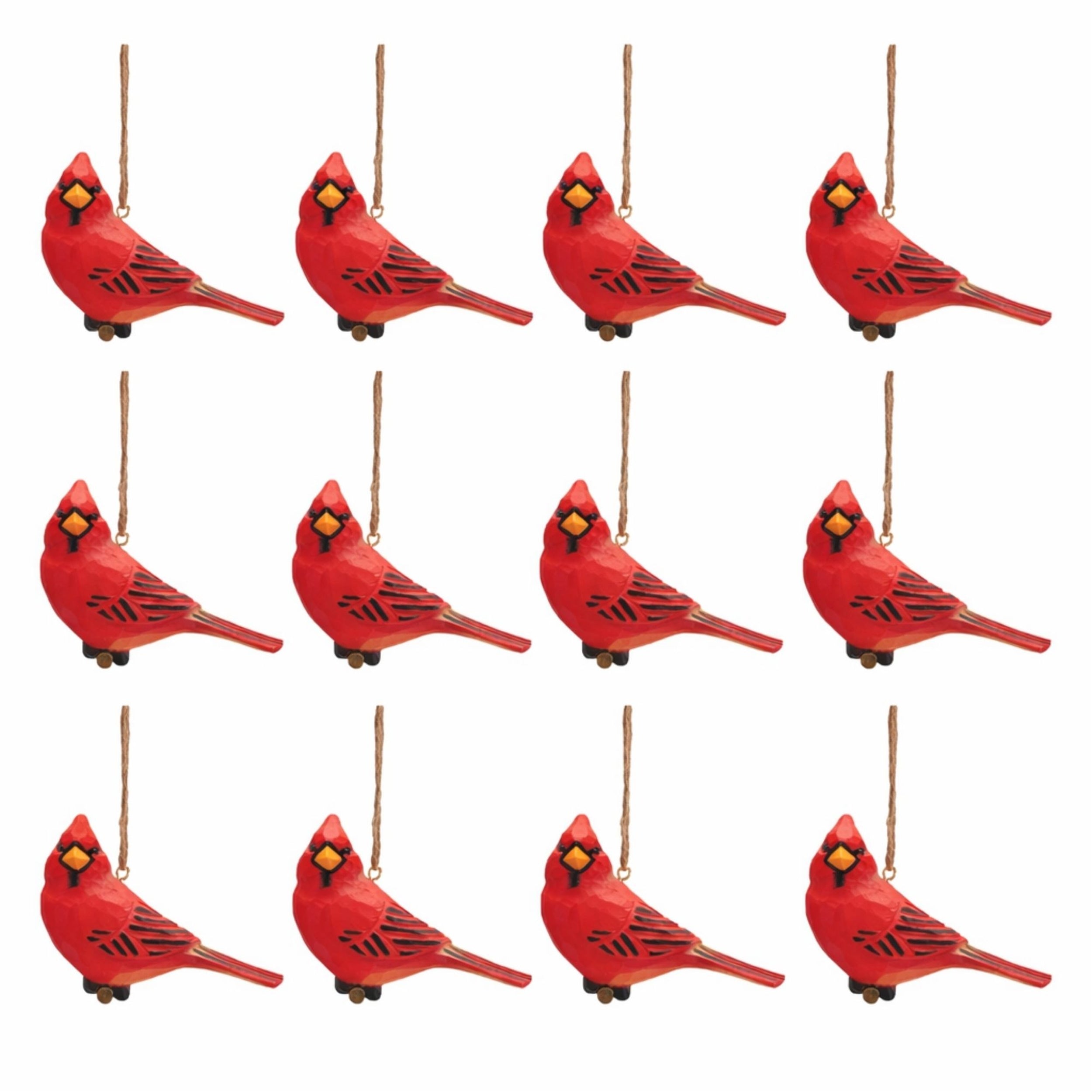 Resin Cardinal Ornament Set of 12