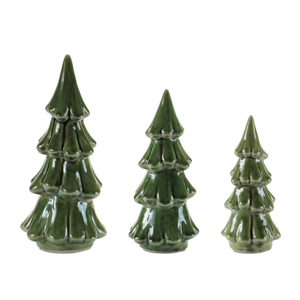 Scalloped Ceramic Pine Tree (Set of 3)
