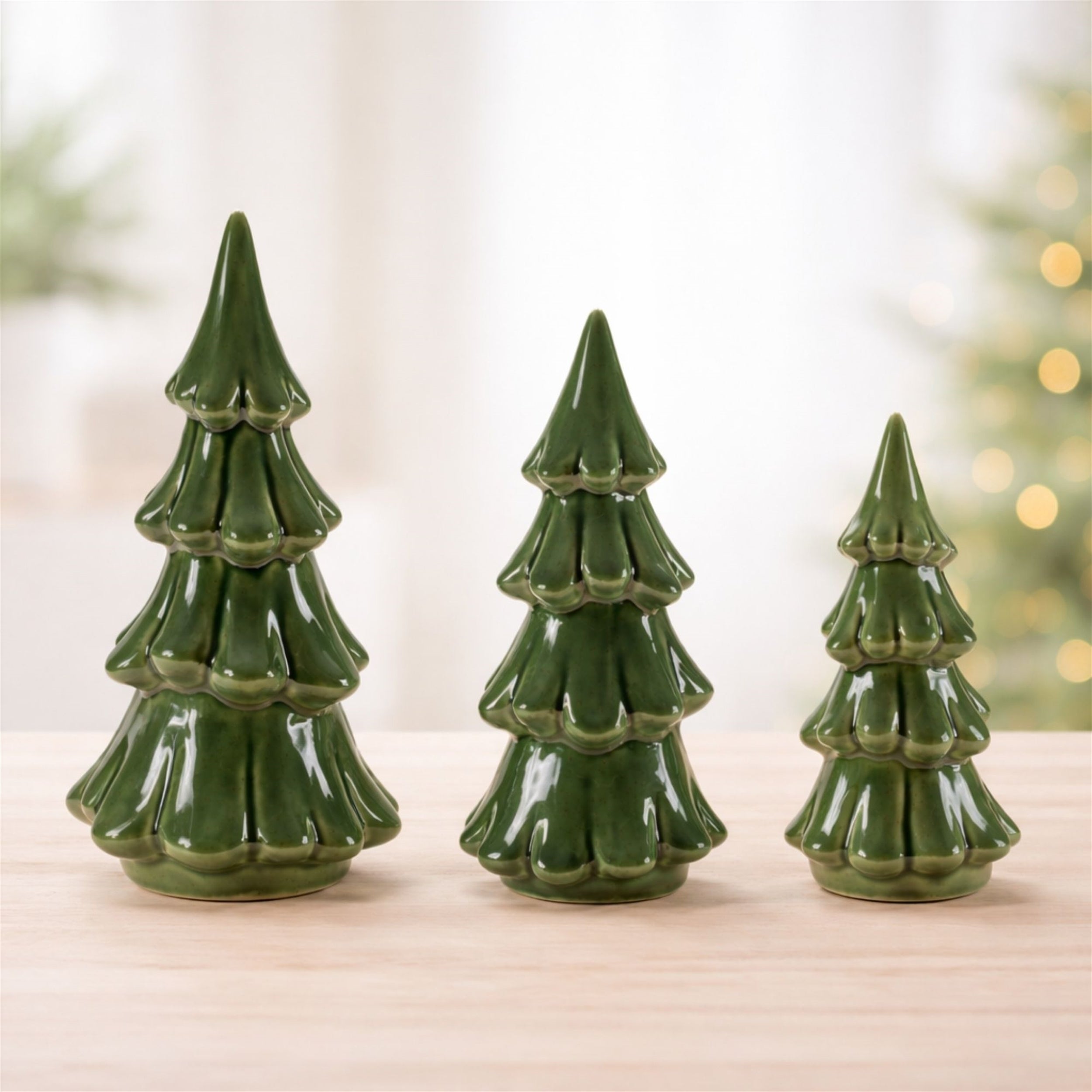 Scalloped Ceramic Pine Tree (Set of 3)