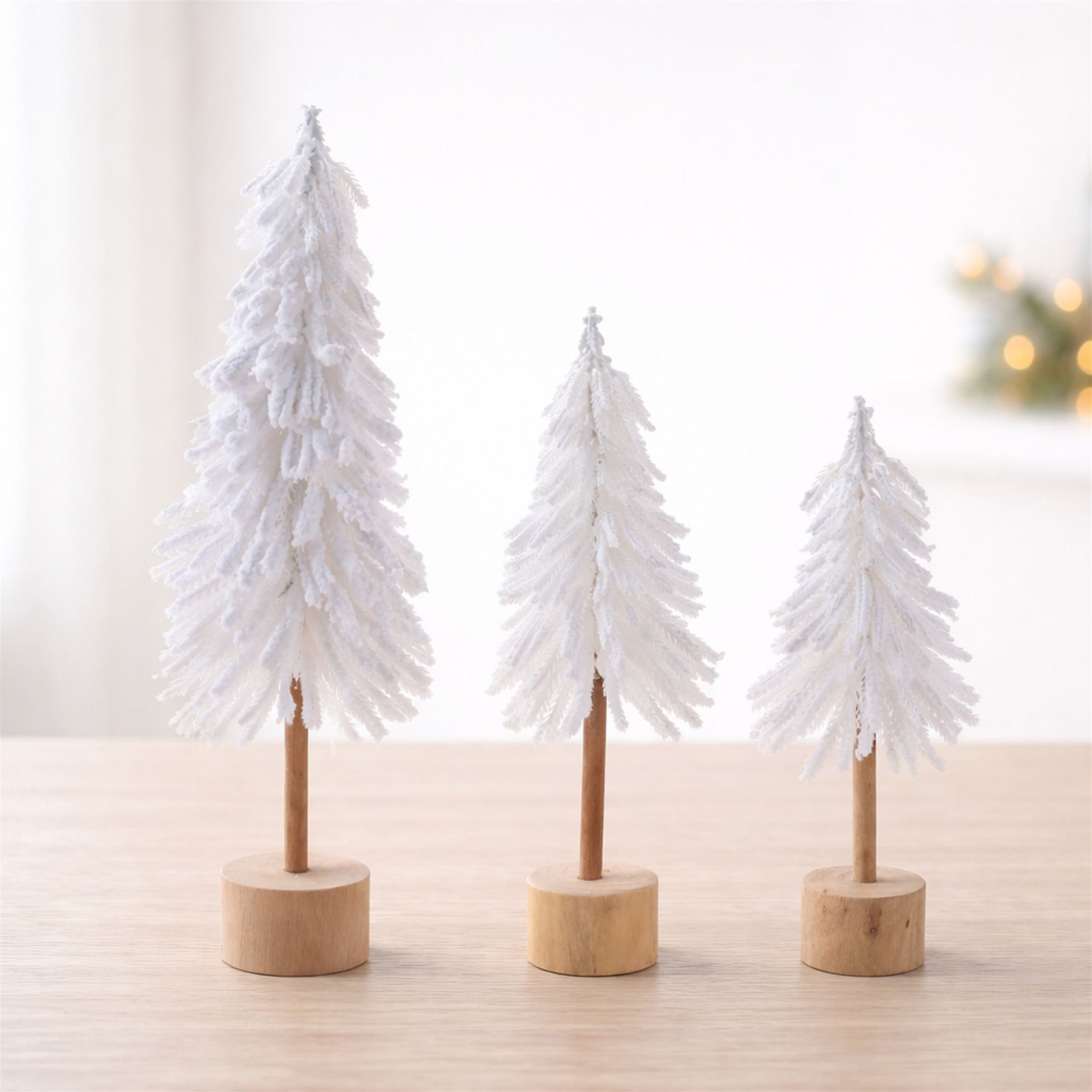 Flocked Pine Tree Tabletop DŽcor (Set of 3)