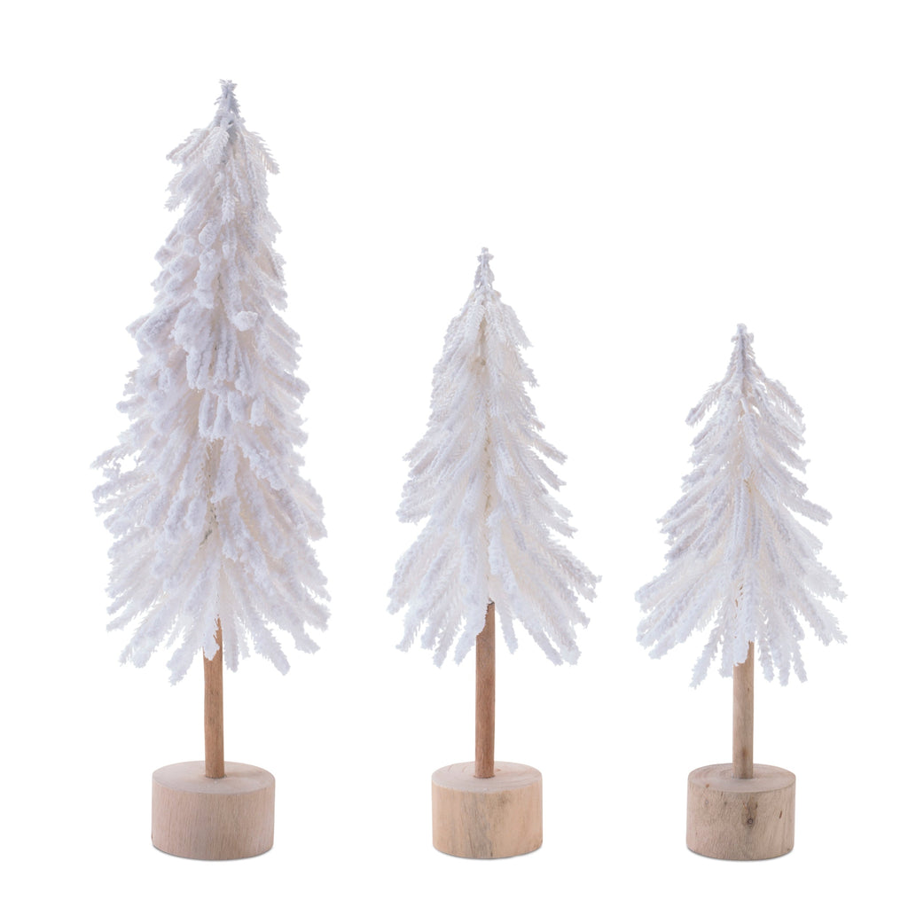 Flocked Pine Tree Tabletop DŽcor (Set of 3)